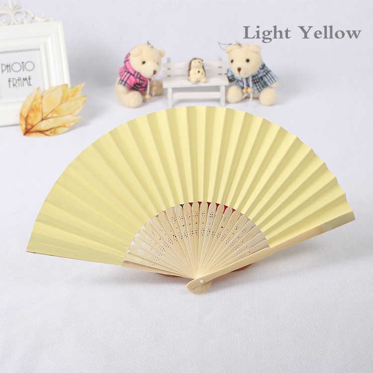 100pcs Personalized Wedding Favor Gift Diy Candy Color Paper Fan Bride Hand With Bamboo Ribs Craft For Guest Customized Mygifts360 - Diy Wedding Fans Favors Personalized
