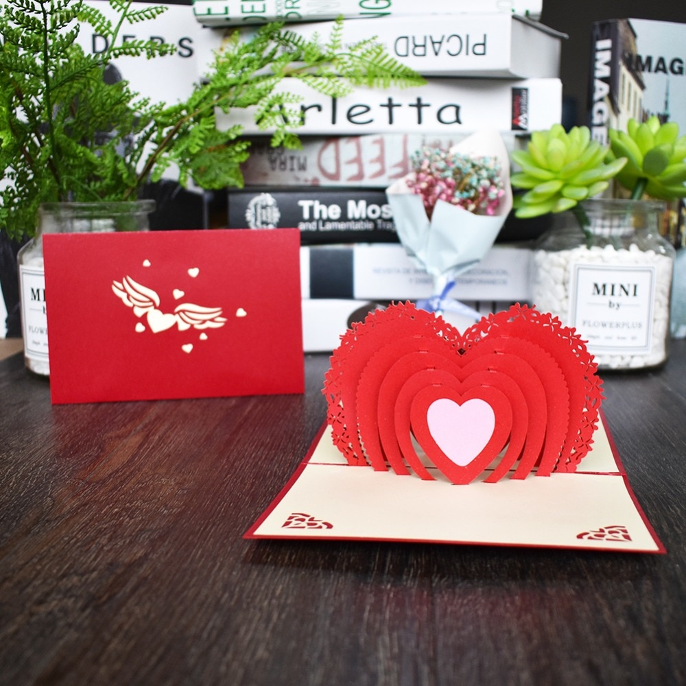 Love 3D Pop UP Cards Valentines Day Gift Postcard with